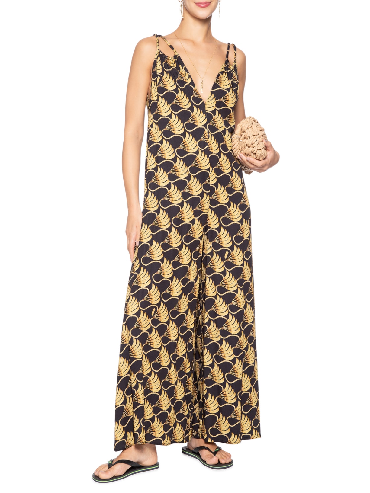 Macacão Feminino Banana Tássel Mini Preto Farm