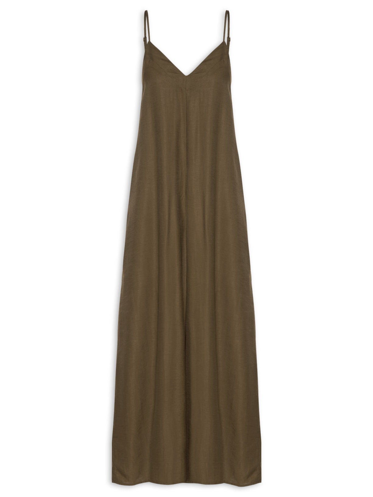 Macacão Feminino Básico Pernas Amplas Marrom Basiq