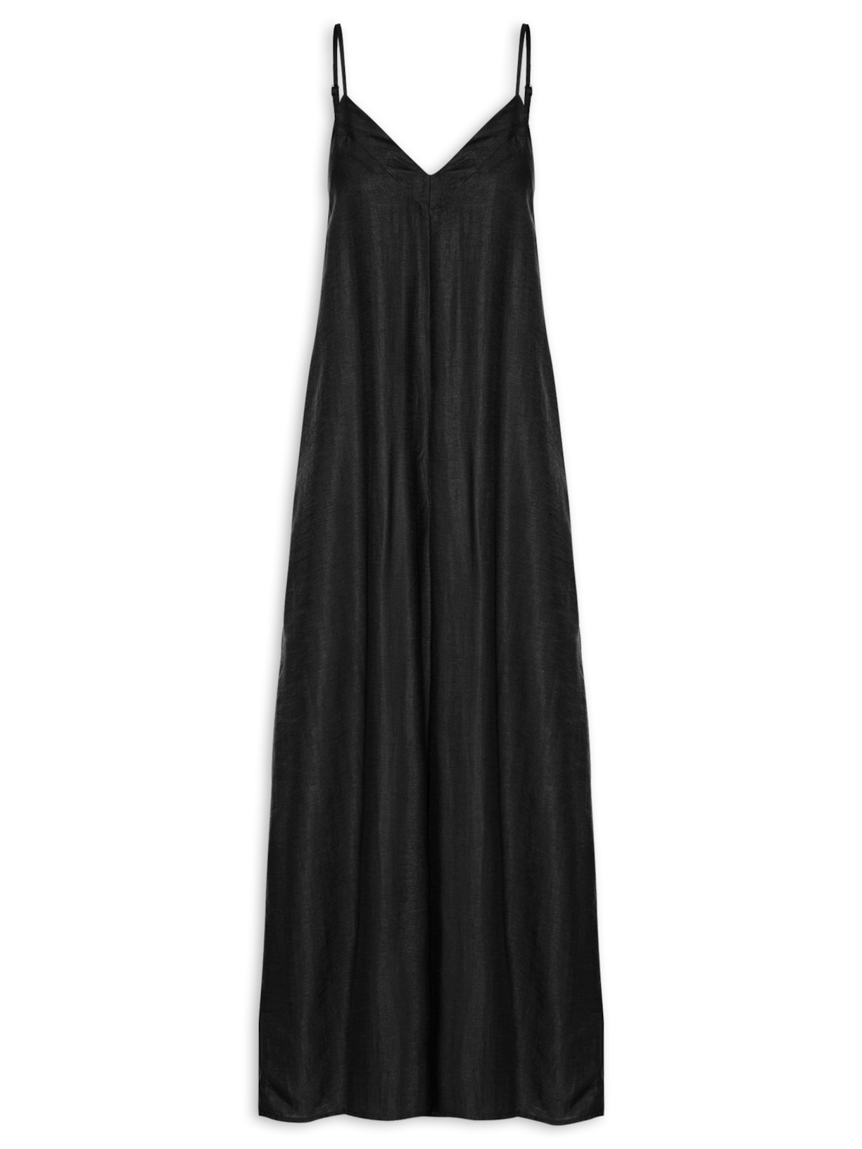 Macacão Feminino Básico Pernas Amplas Preto Basiq