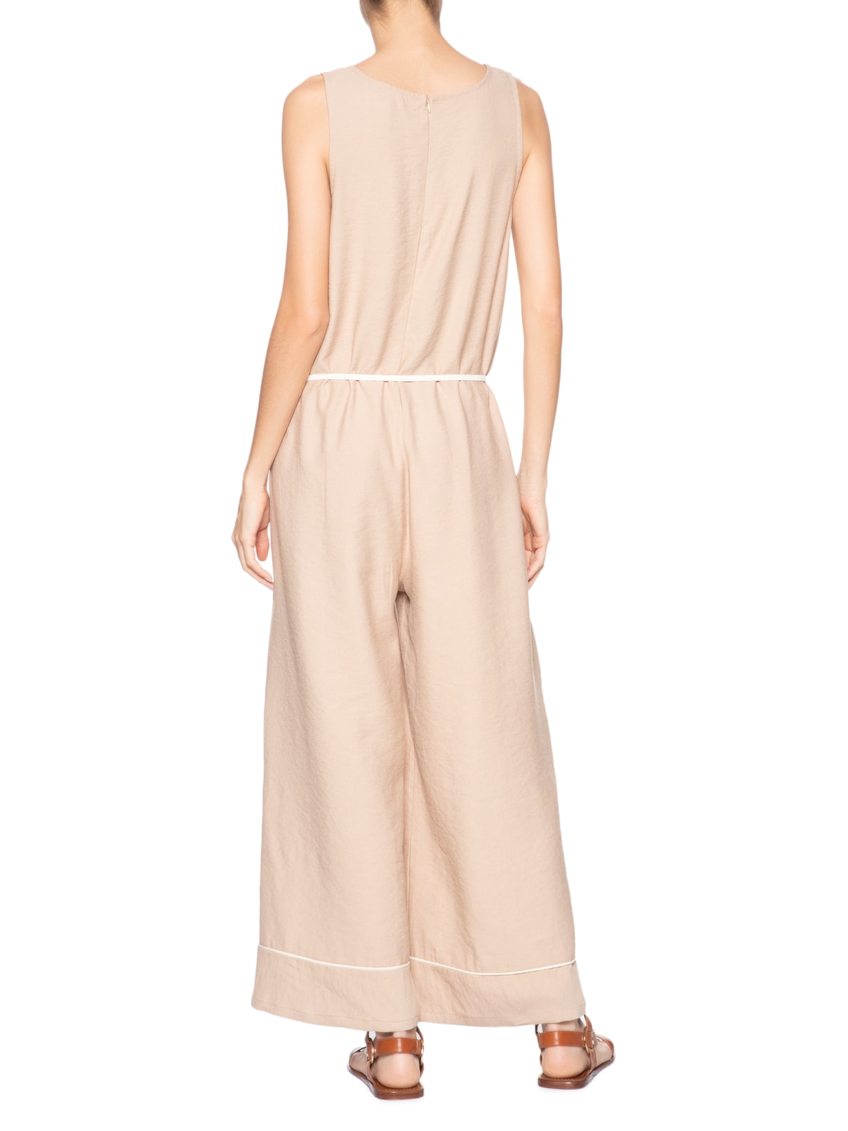 Macacão Feminino Básico Texturizado Bege Basiq