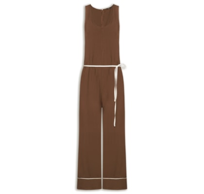 Macacão Feminino Básico Texturizado - Marrom