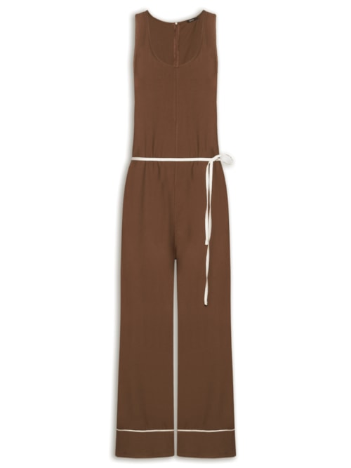 Macacão Feminino Básico Texturizado - Marrom