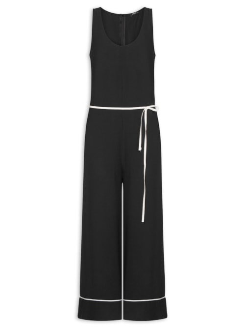 Macacão Feminino Básico Texturizado - Preto