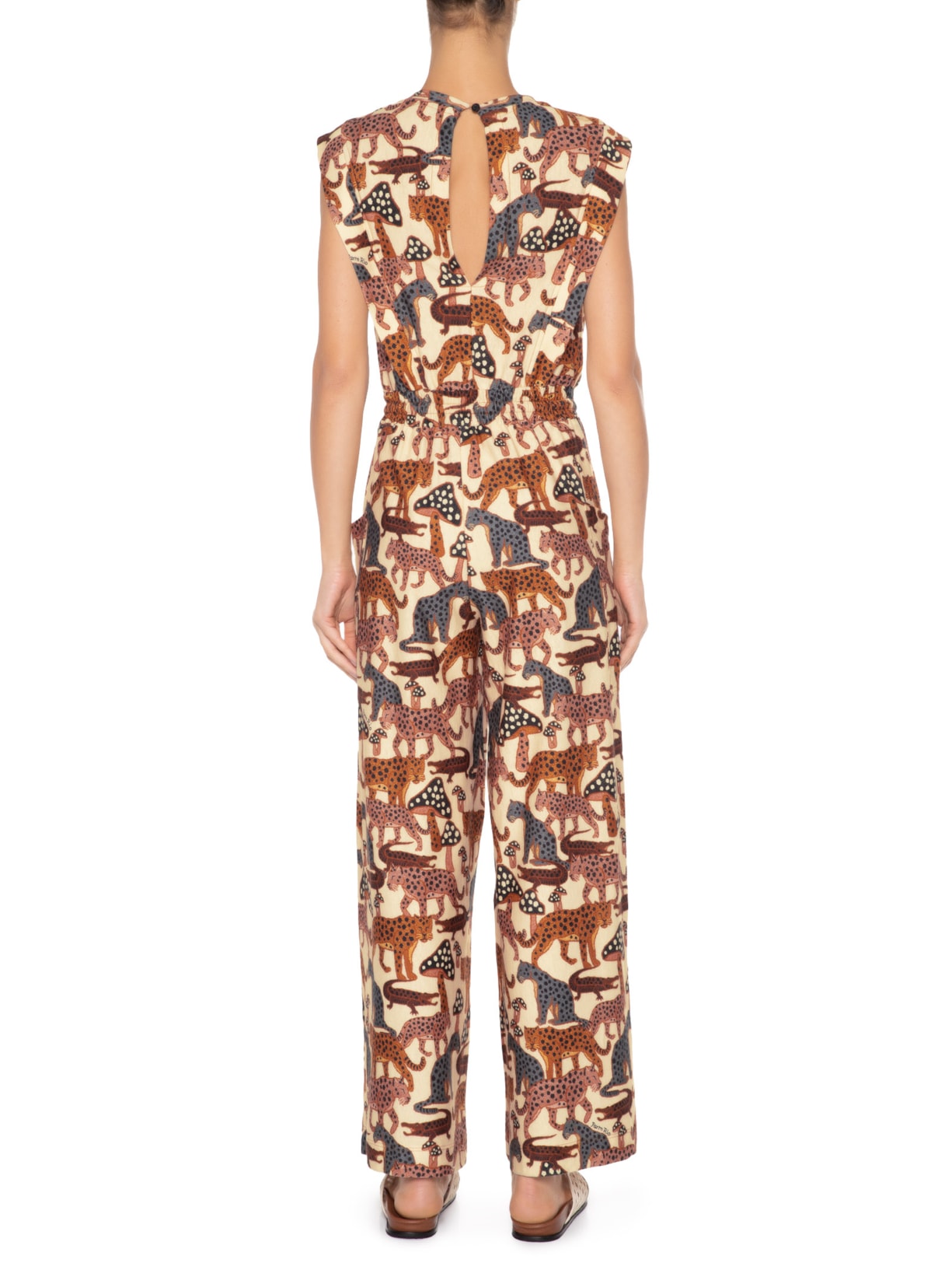 Macacão Feminino Bolso Selva De Poá Bege Farm