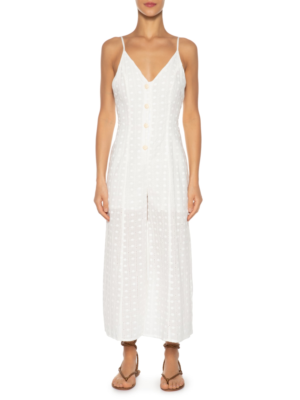 Macacão Feminino Bordado Amorgos Branco Maria Filó