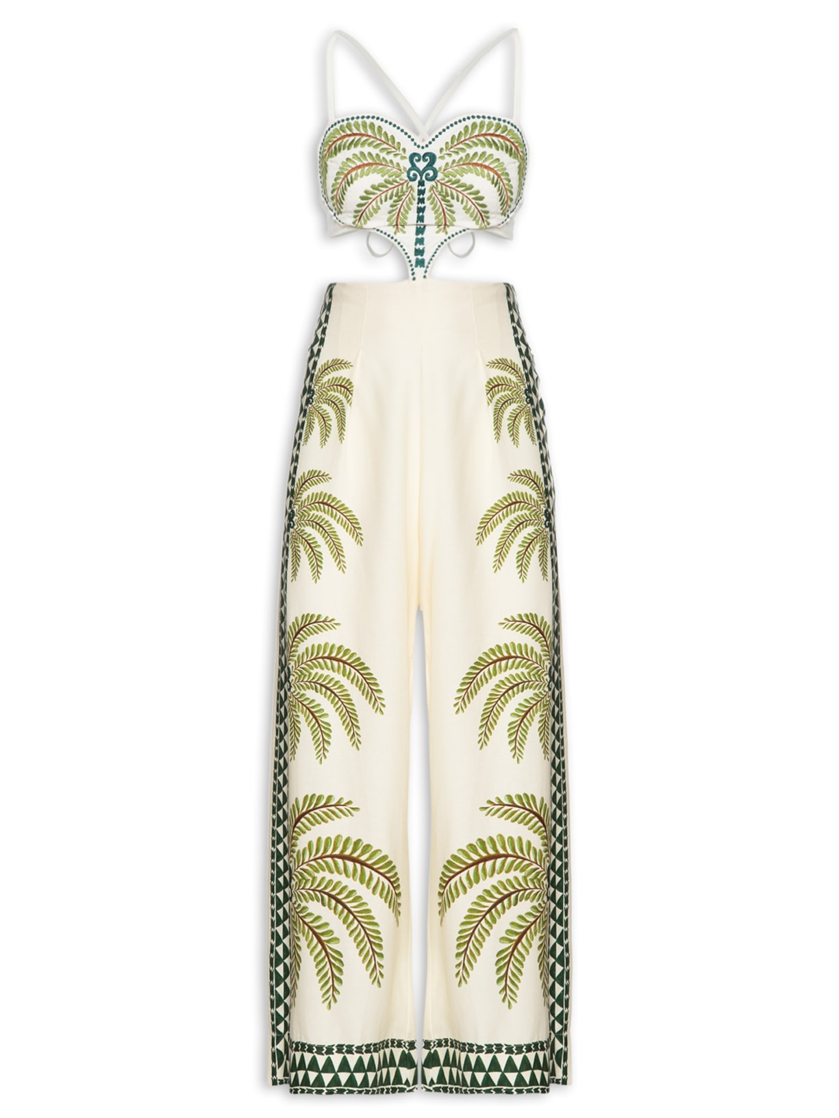 Macacão Feminino Bordado Milani Coqueiros - Verde