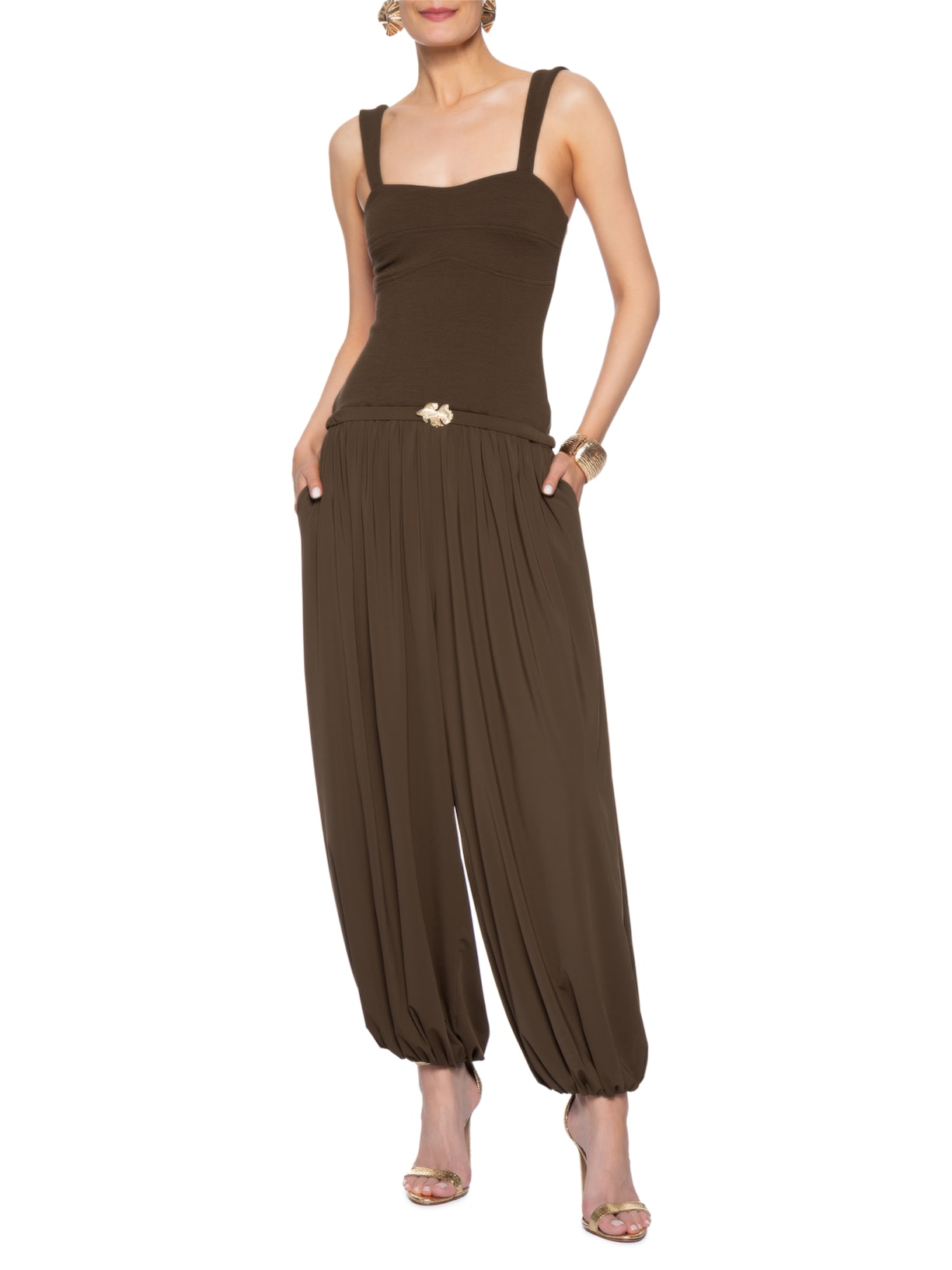 Macacão Feminino Boucle Marrom Aluf