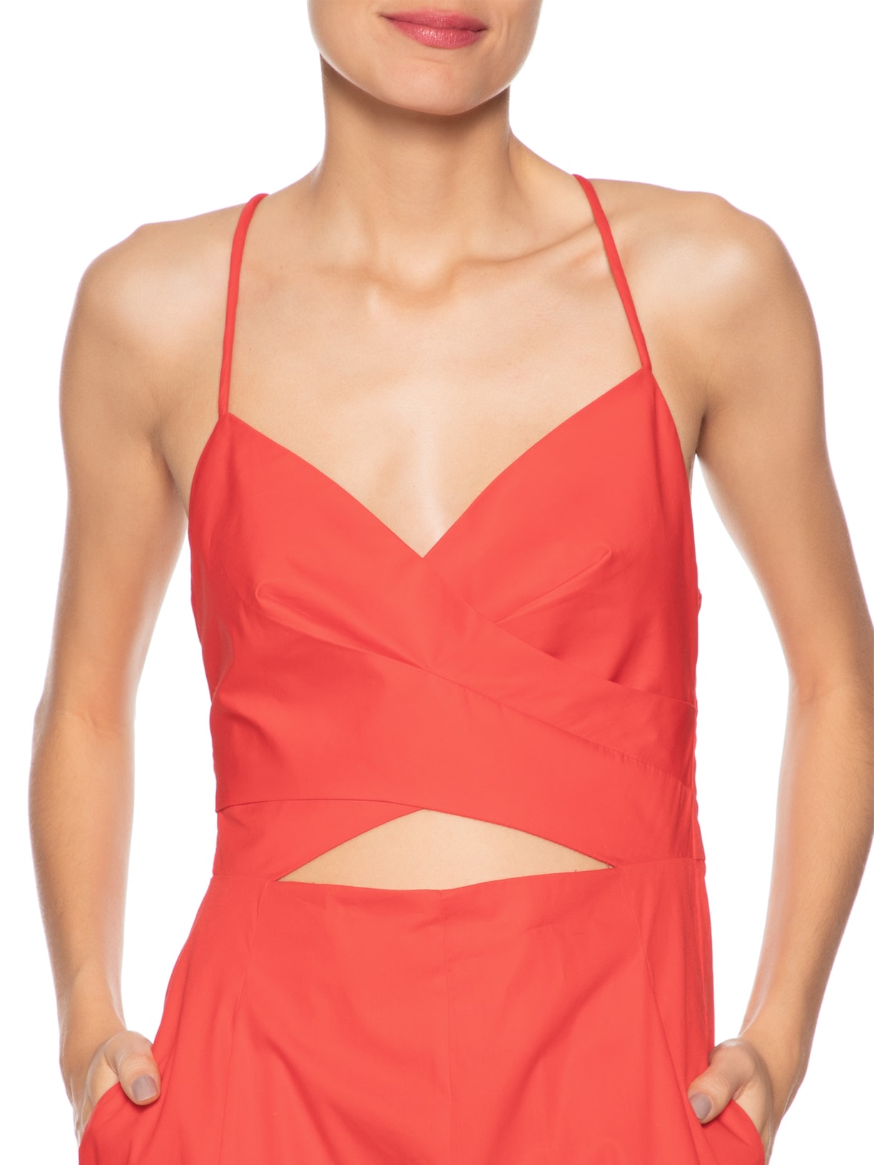 Macacão Feminino Busto Cruzado Vermelho Animale