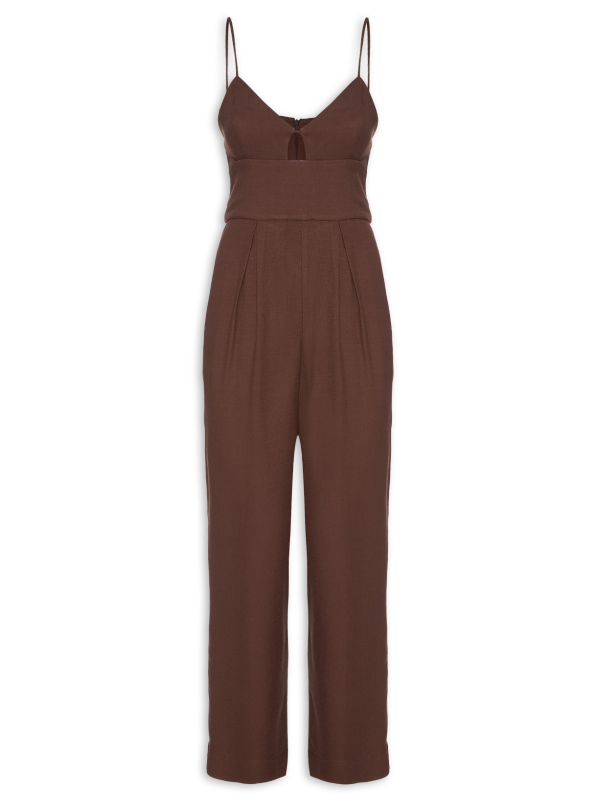 Macacão Feminino Busto Recortado - Marrom