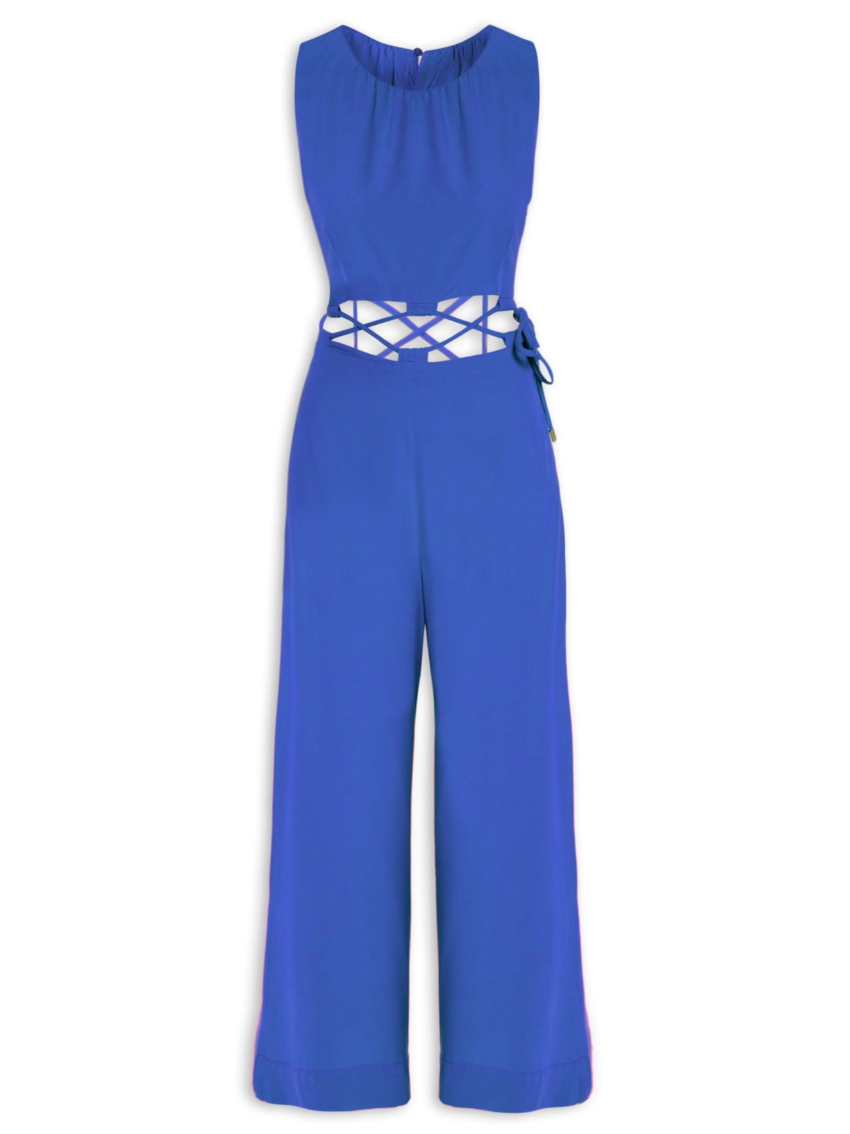 Macacão Feminino Cadarço Encapado Cintura - Azul