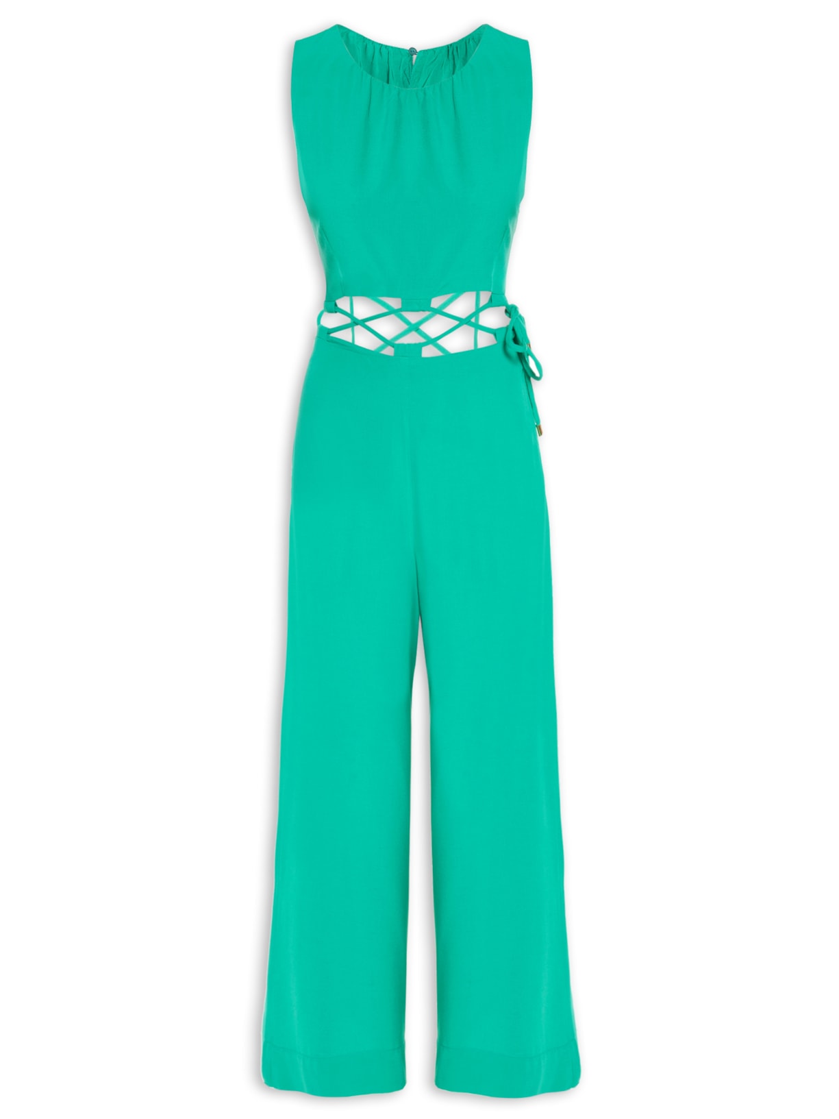 Macacão Feminino Cadarço Encapado Cintura - Verde