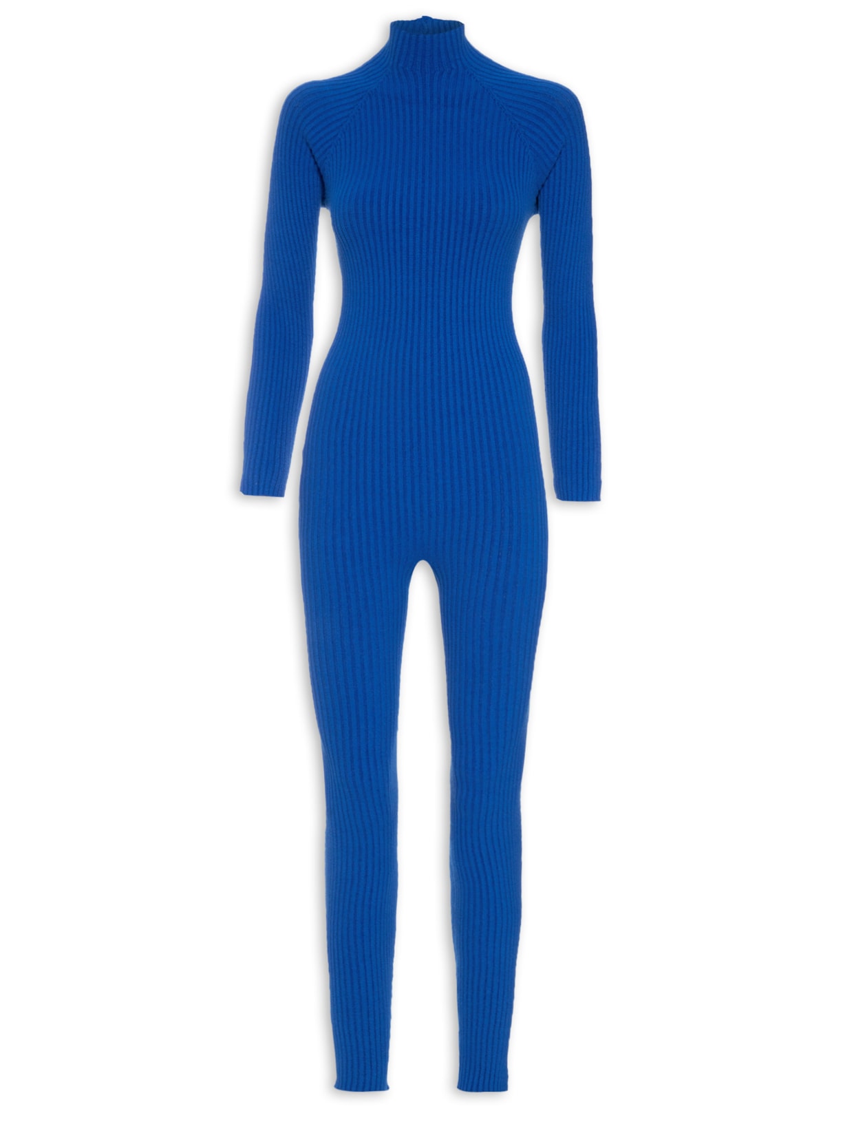 Macacão Feminino Canelado Manga Longa - Azul