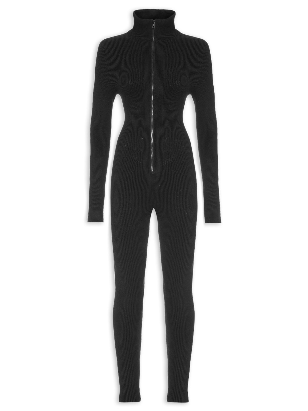 Macacão Feminino Canelado - Preto