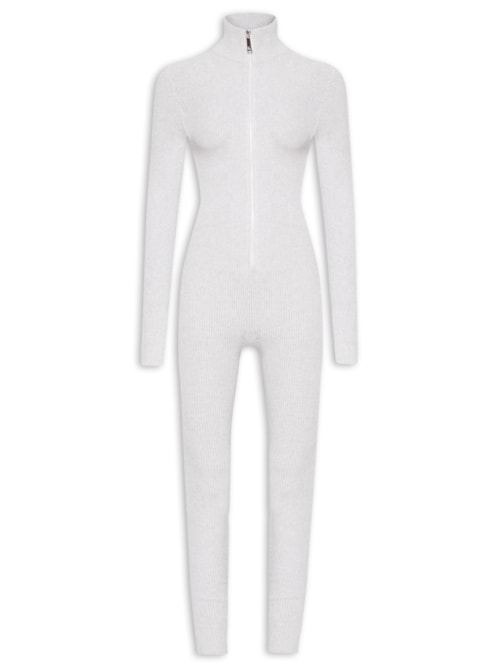 Macacão Feminino Canelado Sporty - Cinza