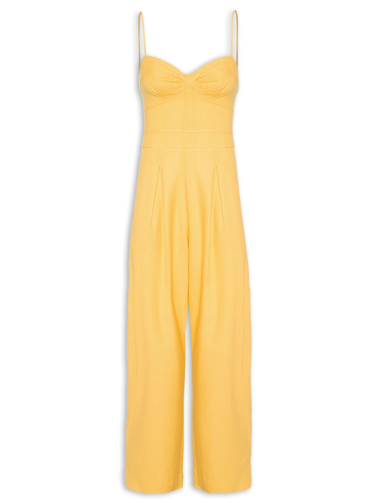 Macacão Feminino Cenoura Recortes - Amarelo