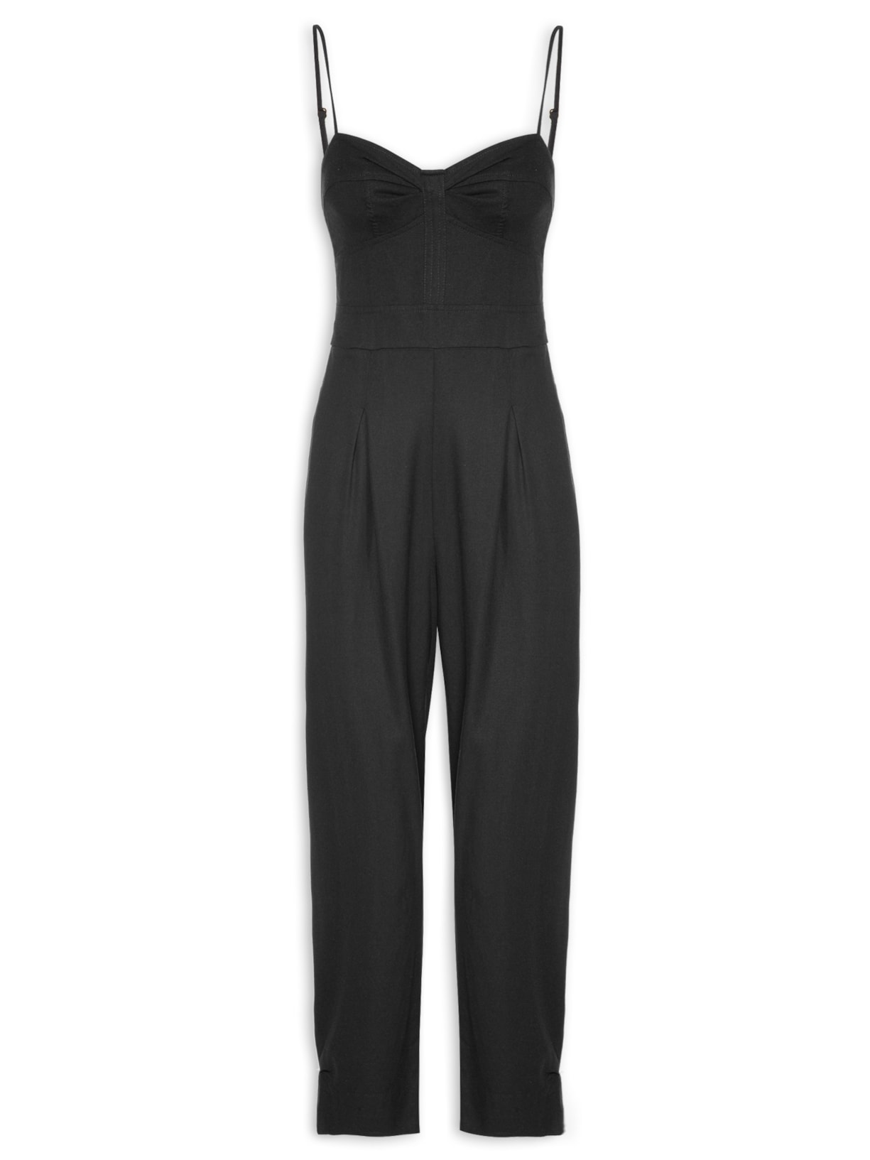 Macacão Feminino Cenoura Recortes - Preto