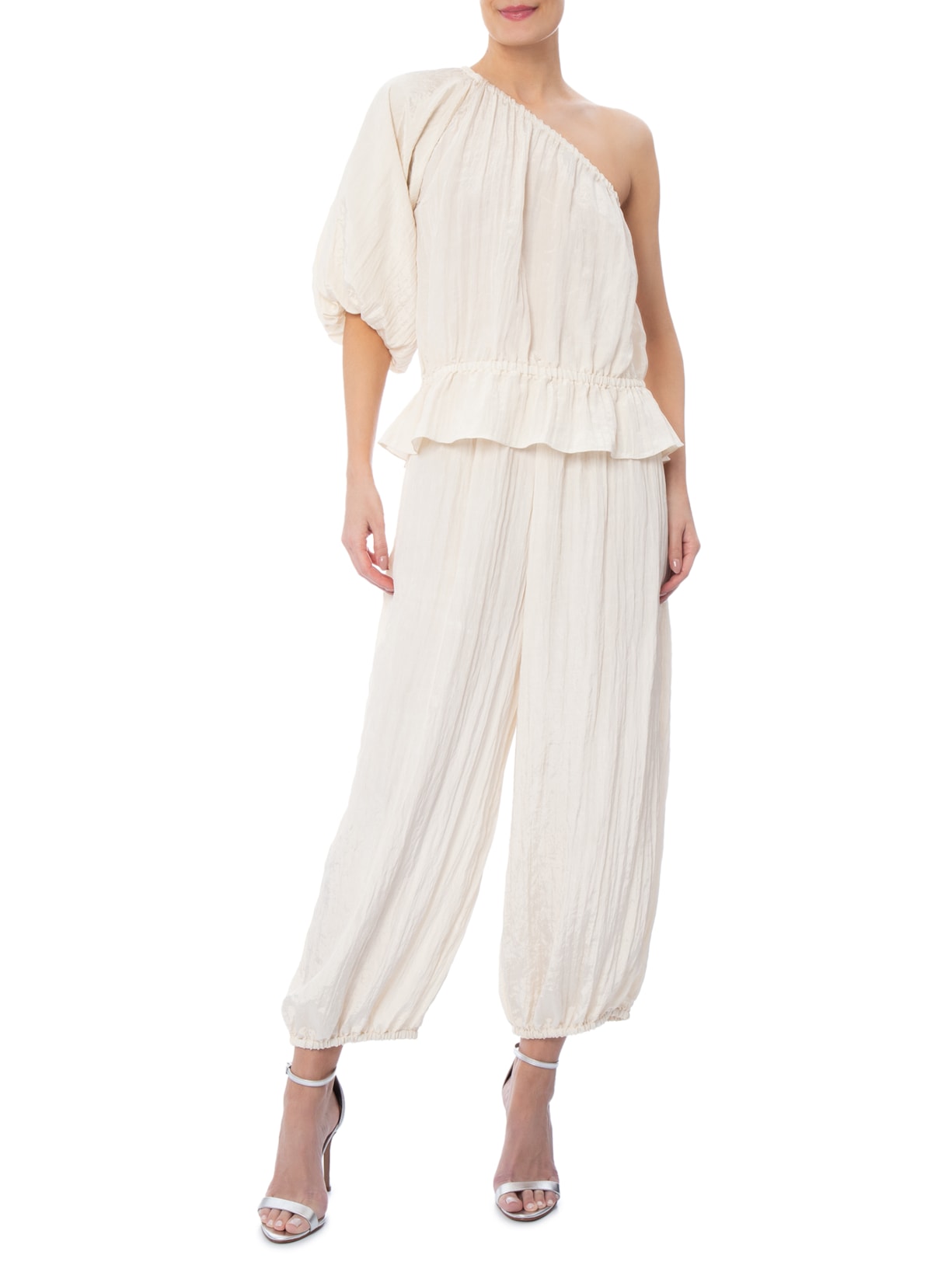 Macacão Feminino Cetim Crepon Off White Paula Raia