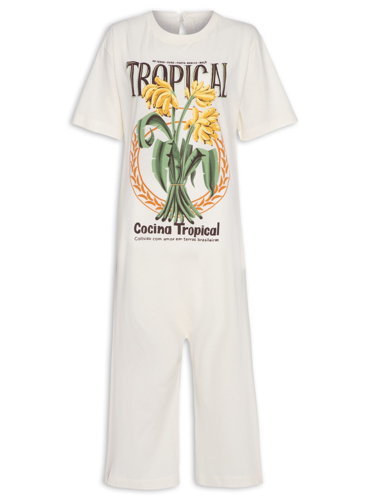 Macacão Feminino Cocina Tropical - Off White
