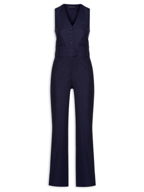 Macacão Feminino Colete Embutido - Azul
