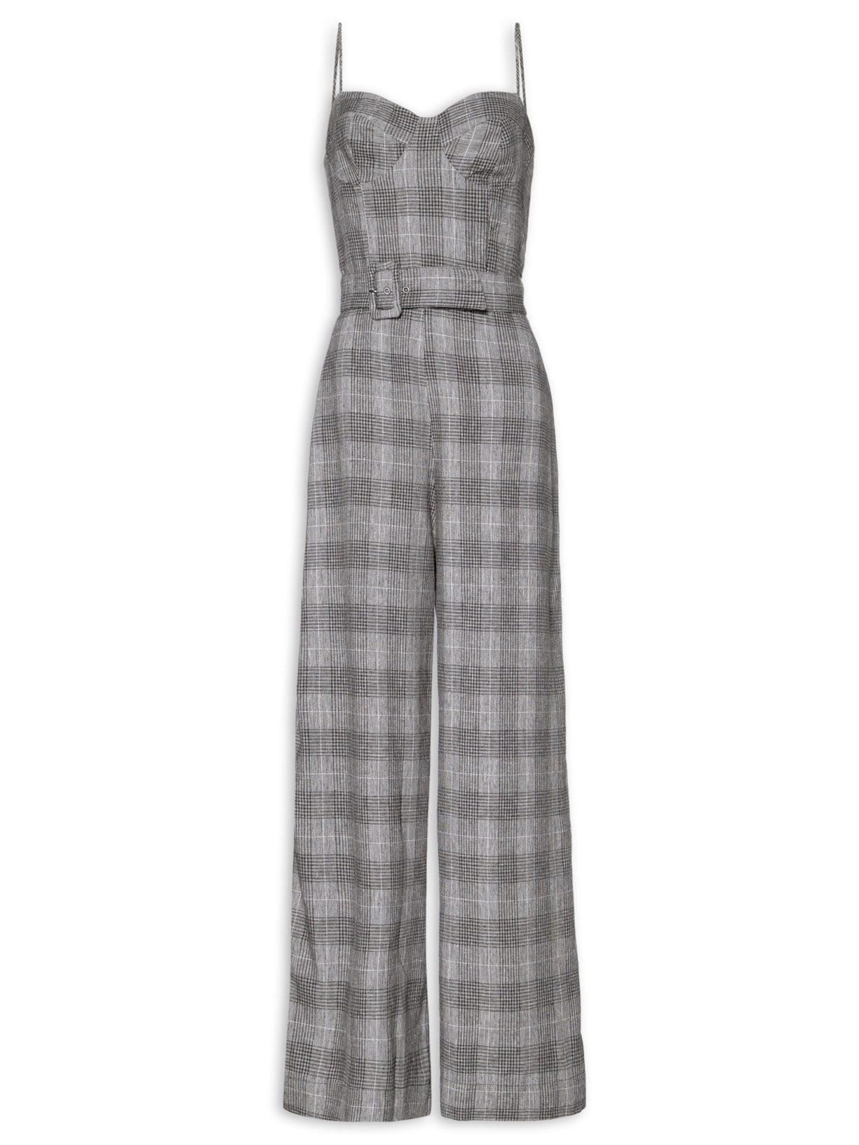 Macacão Feminino Com Cinto - Cinza