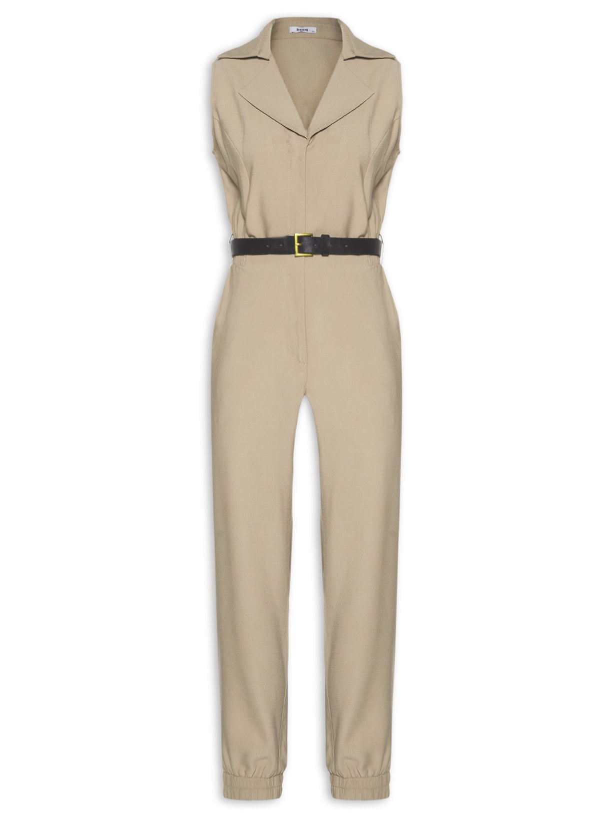 Macacão Feminino Com Cinto Jogger - Bege