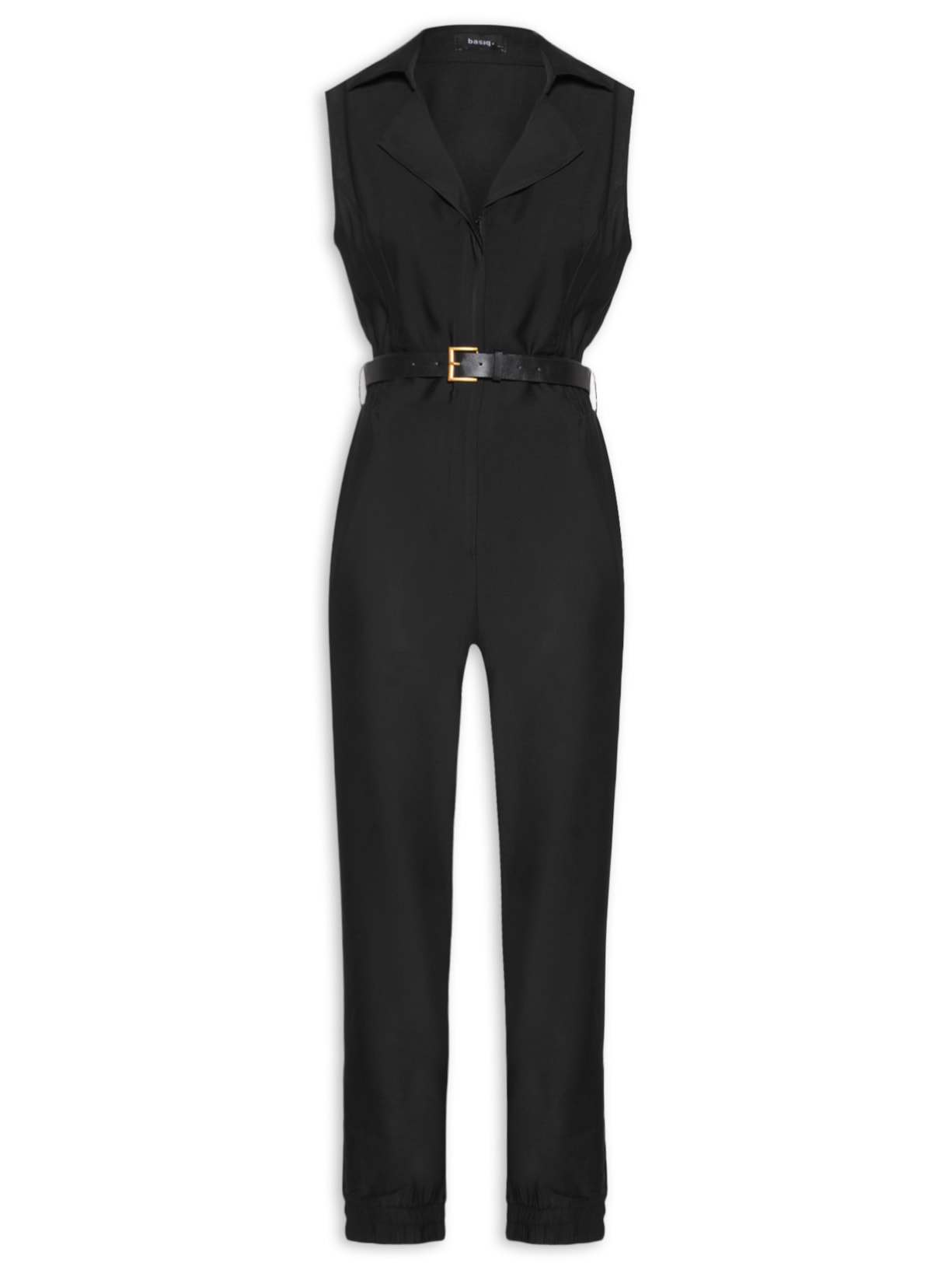 Macacão Feminino Com Cinto Jogger - Preto