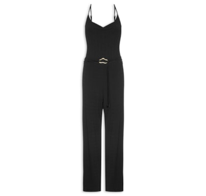 Macacão Feminino Com Cinto - Preto