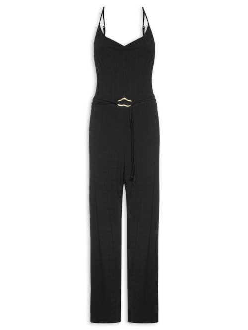 Macacão Feminino Com Cinto - Preto