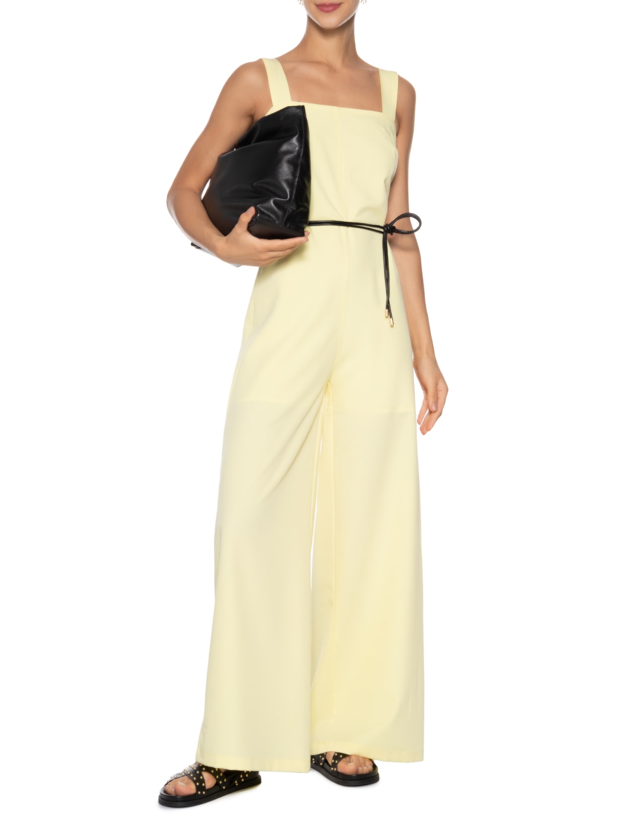 Macacão Feminino Com Cinto Removível Amarelo  Market 33