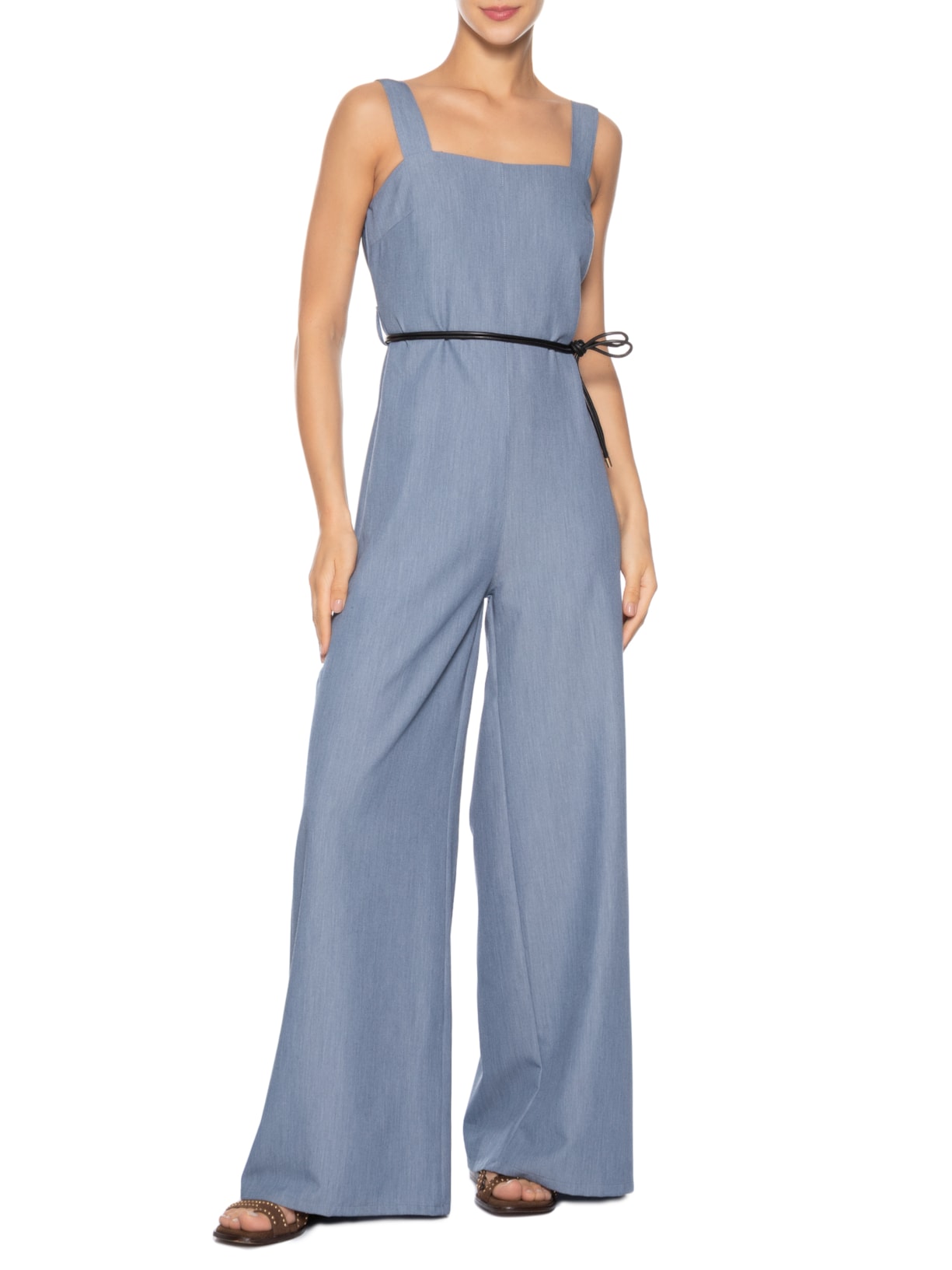 Macacão Feminino Com Cinto Removível Azul Market 33