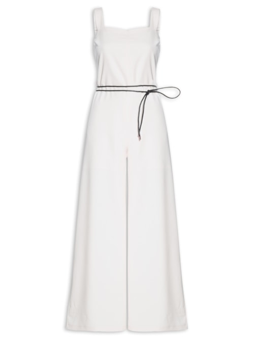 Macacão Feminino Com Cinto Removível - Off White