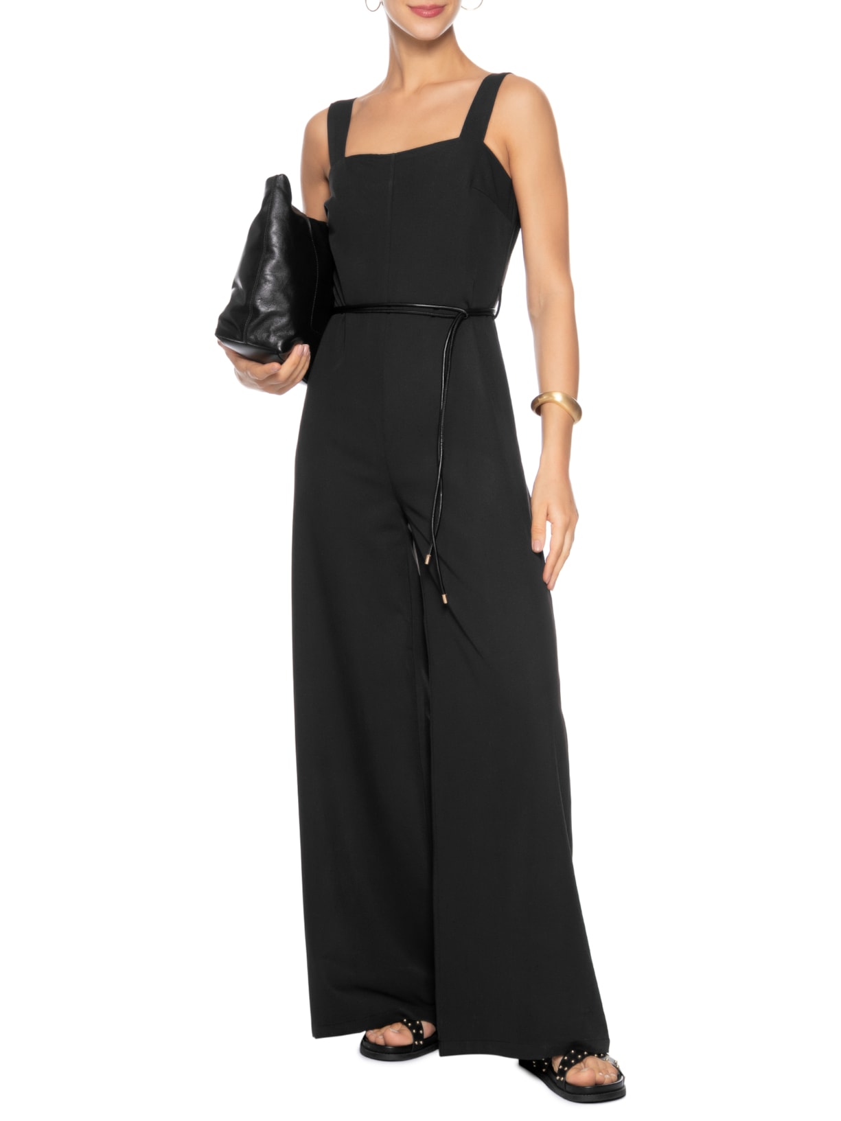 Macacão Feminino Com Cinto Removível Preto Market 33