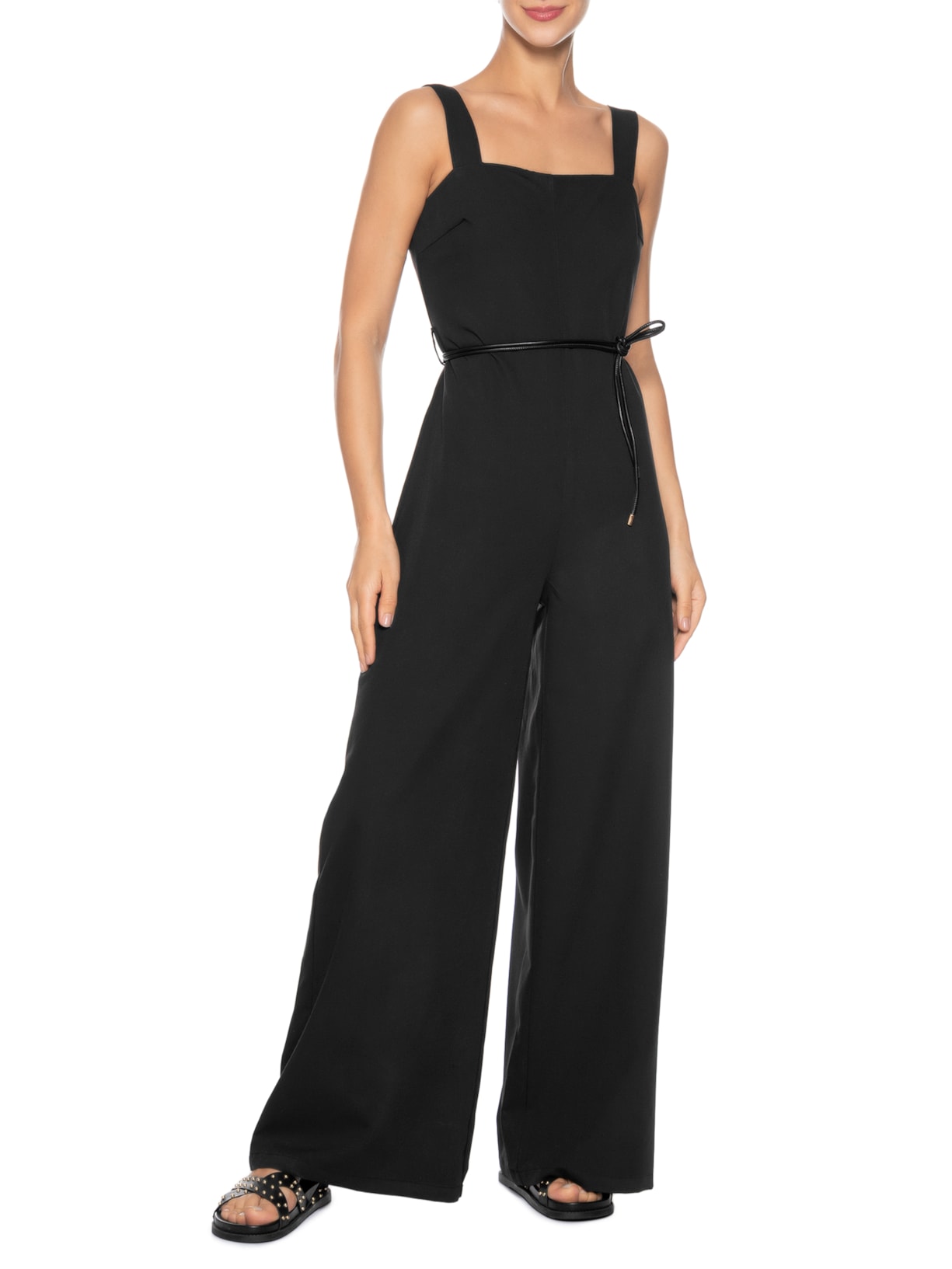 Macacão Feminino Com Cinto Removível Preto Market 33