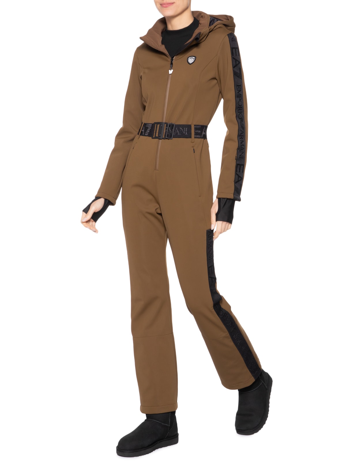 Macacão Feminino Com Cinto Sky Marrom Ea7 Emporio Armani