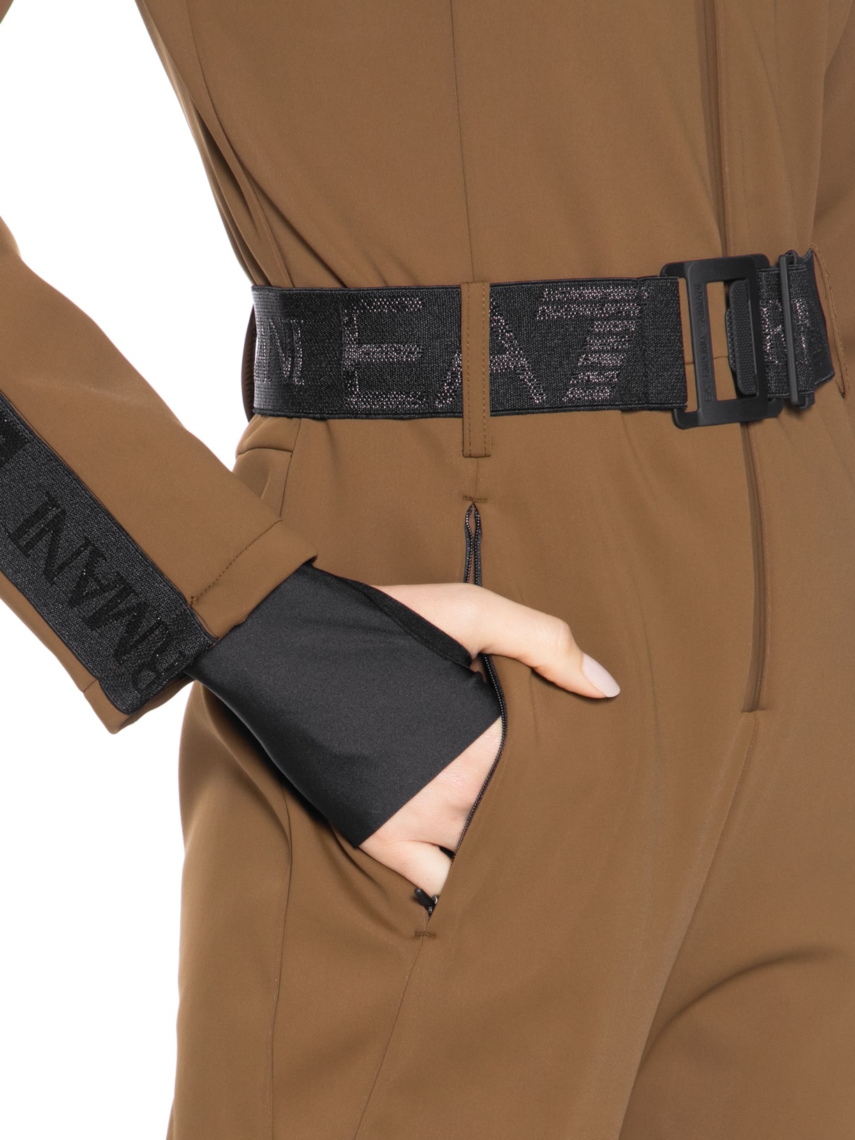 Macacão Feminino Com Cinto Sky Marrom Ea7 Emporio Armani