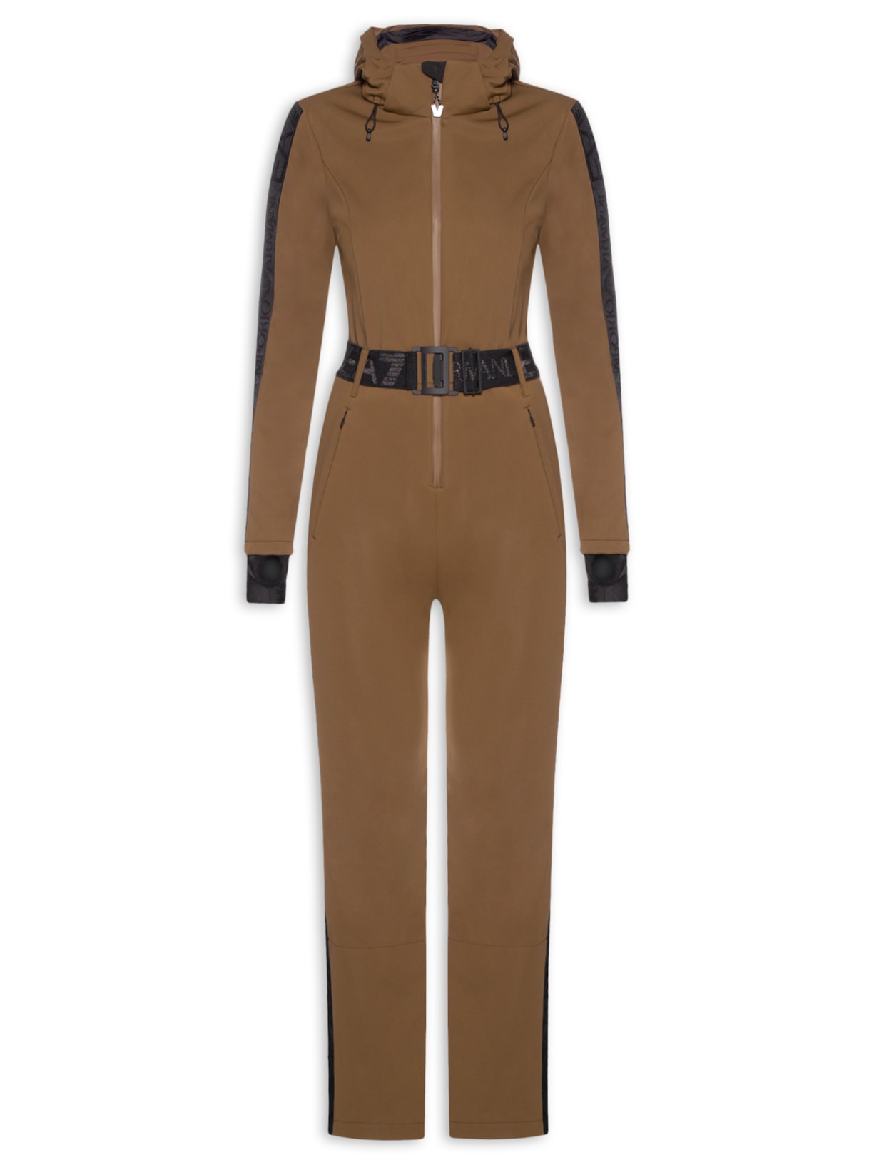 Macacão Feminino Com Cinto Sky Marrom Ea7 Emporio Armani