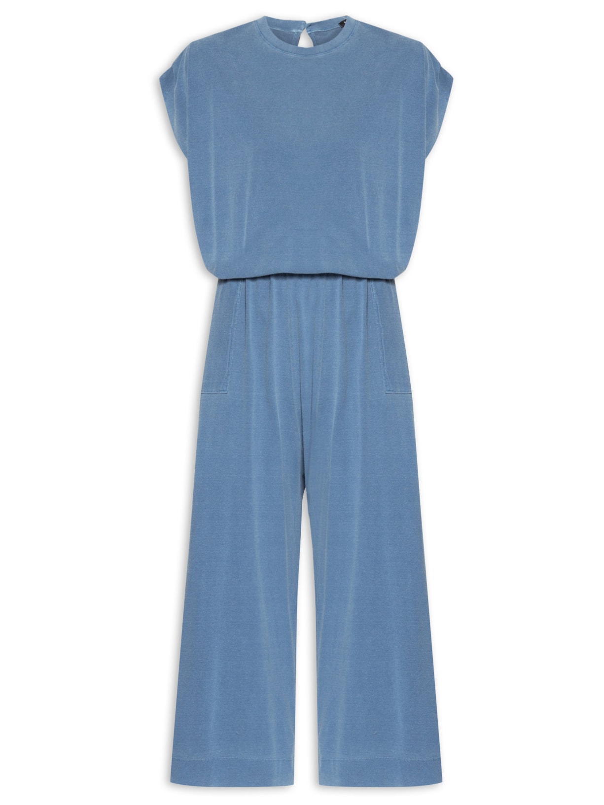 Macacão Feminino Com Detalhe No Ombro - Azul