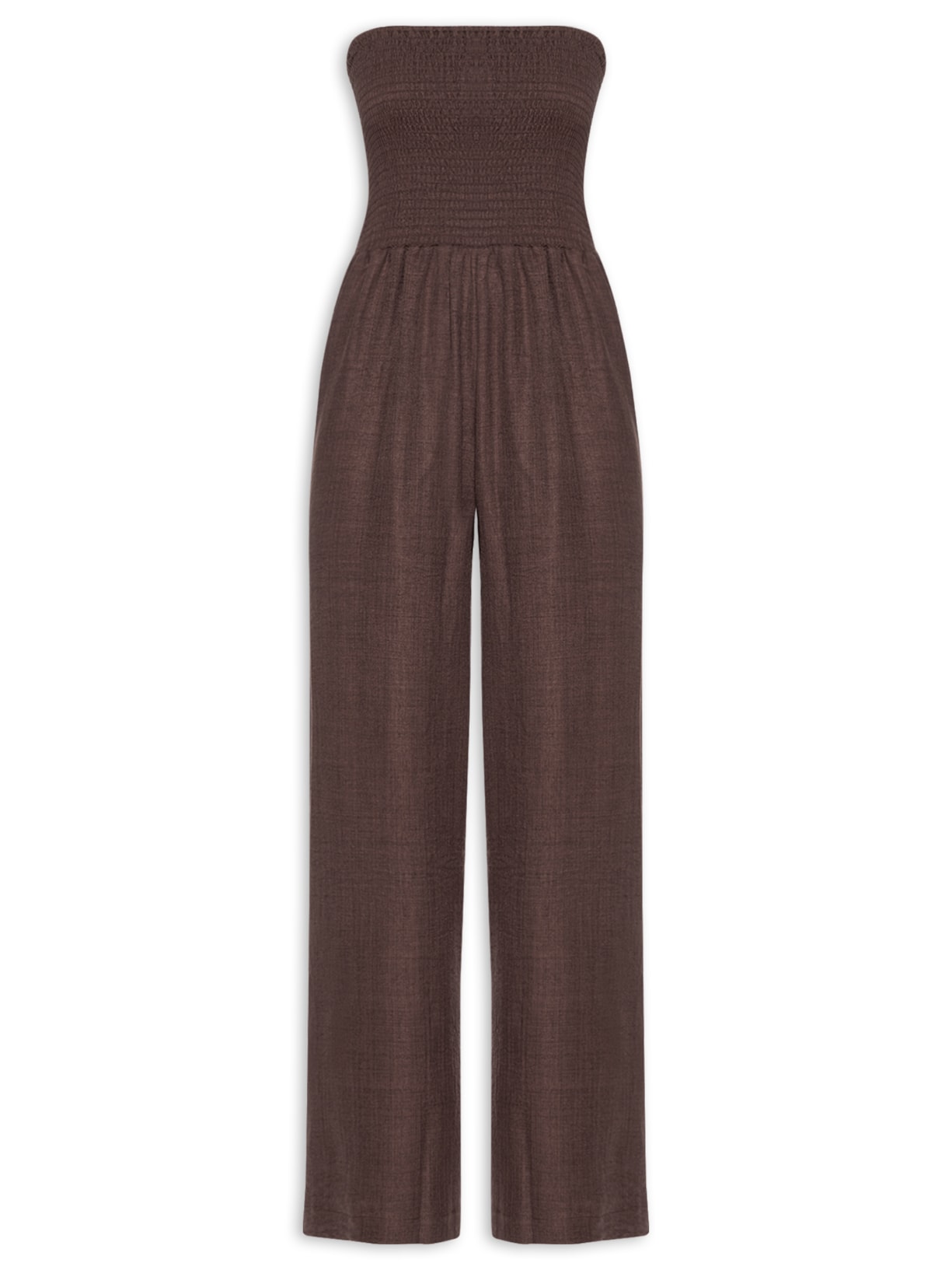 Macacão Feminino Com Lastex - Marrom