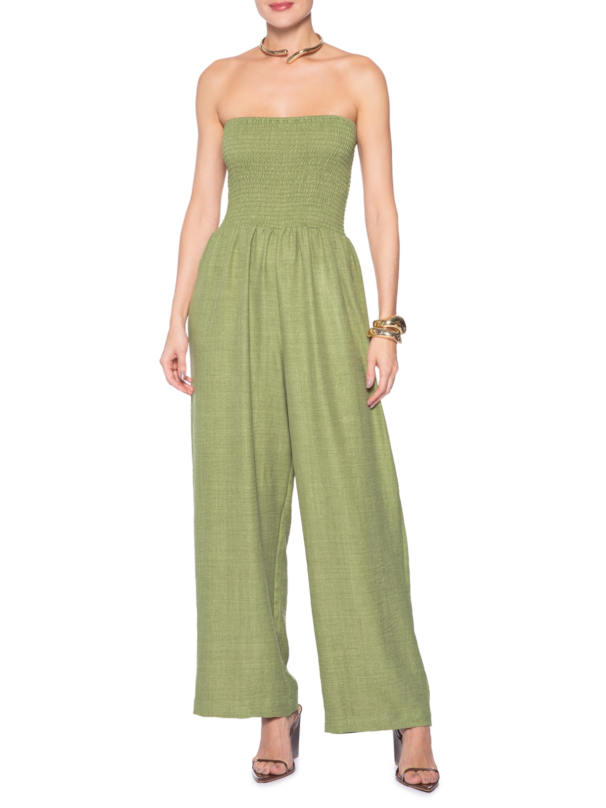 Macacão Feminino Com Lastex Verde Market 33