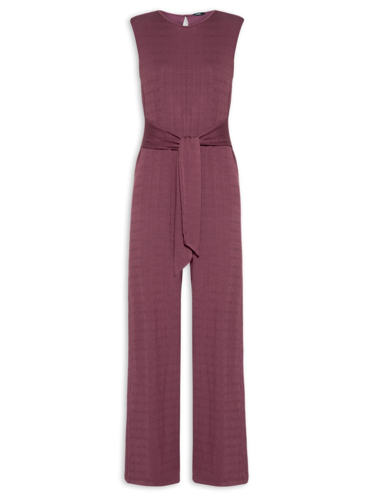 Macacão Feminino Com Ombreiras E Amarração - Vinho