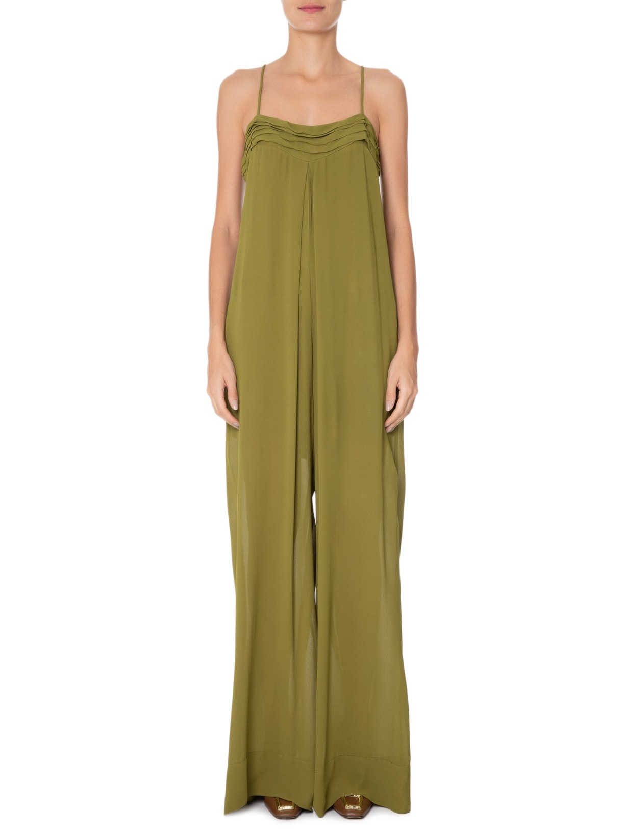 Macacão Feminino Com Prega Profunda Figo Verde Animale