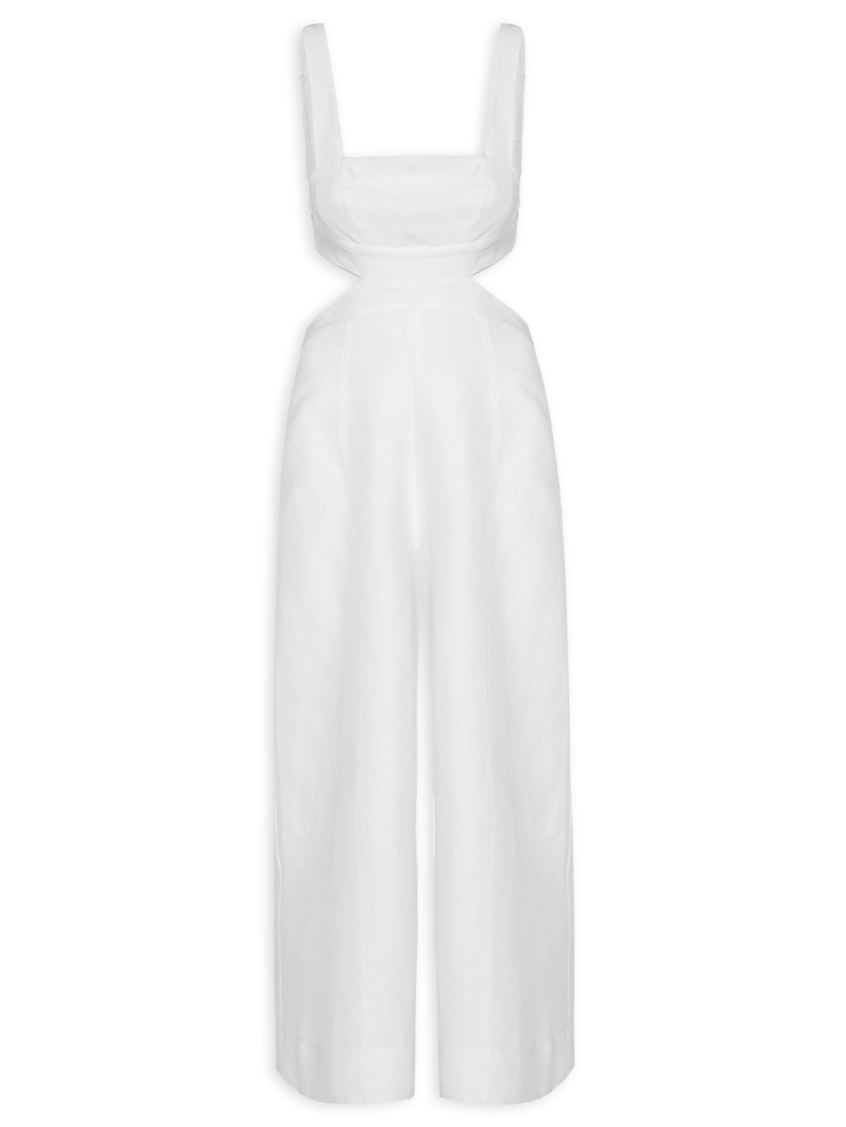 Macacão Feminino Com Recortes - Branco