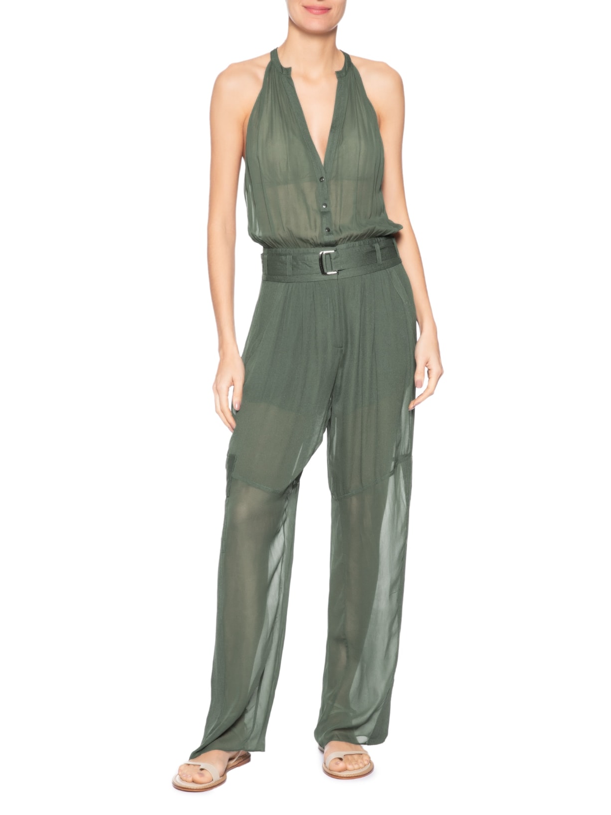Macacão Feminino com Transparência – Verde Animale