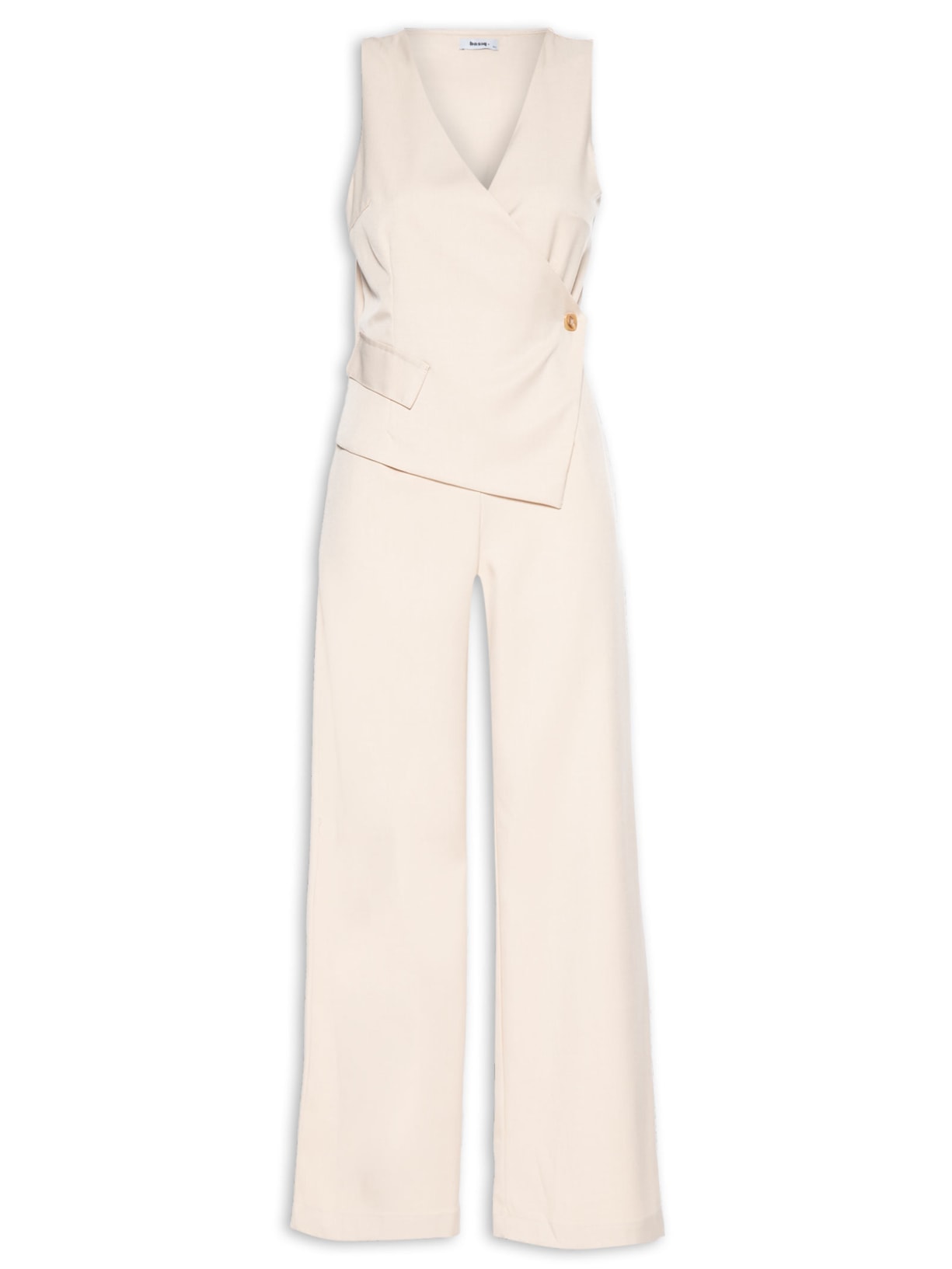 Macacão Feminino Com Transpasse - Bege