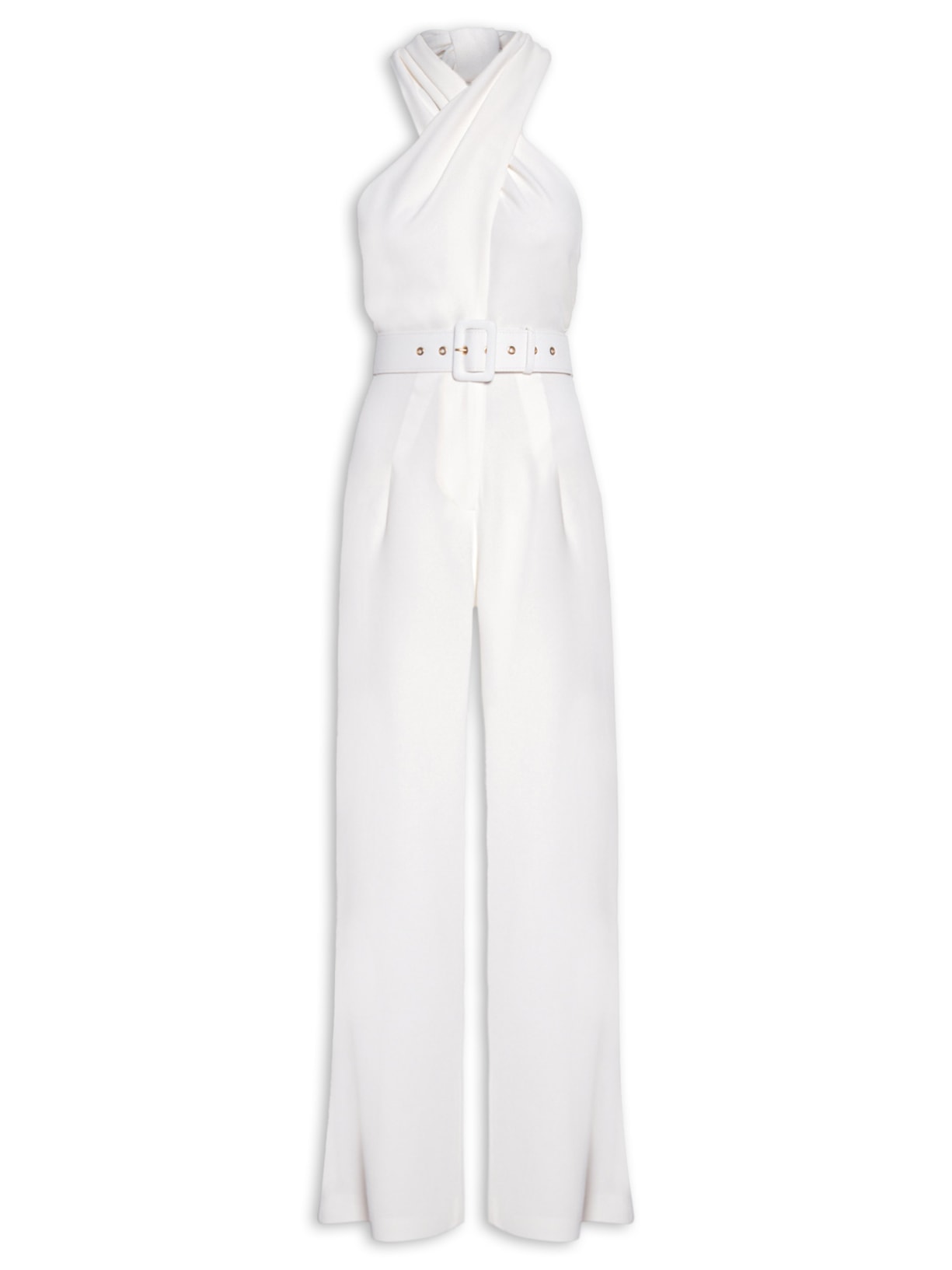 Macacão Feminino Com Transpasse E Decote Nas Costas - Branco