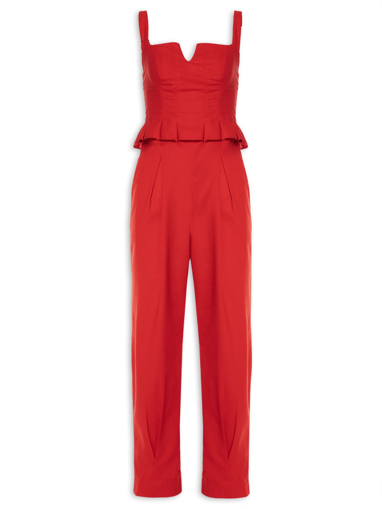 Macacão Feminino Corselet Cropped - Vermelho