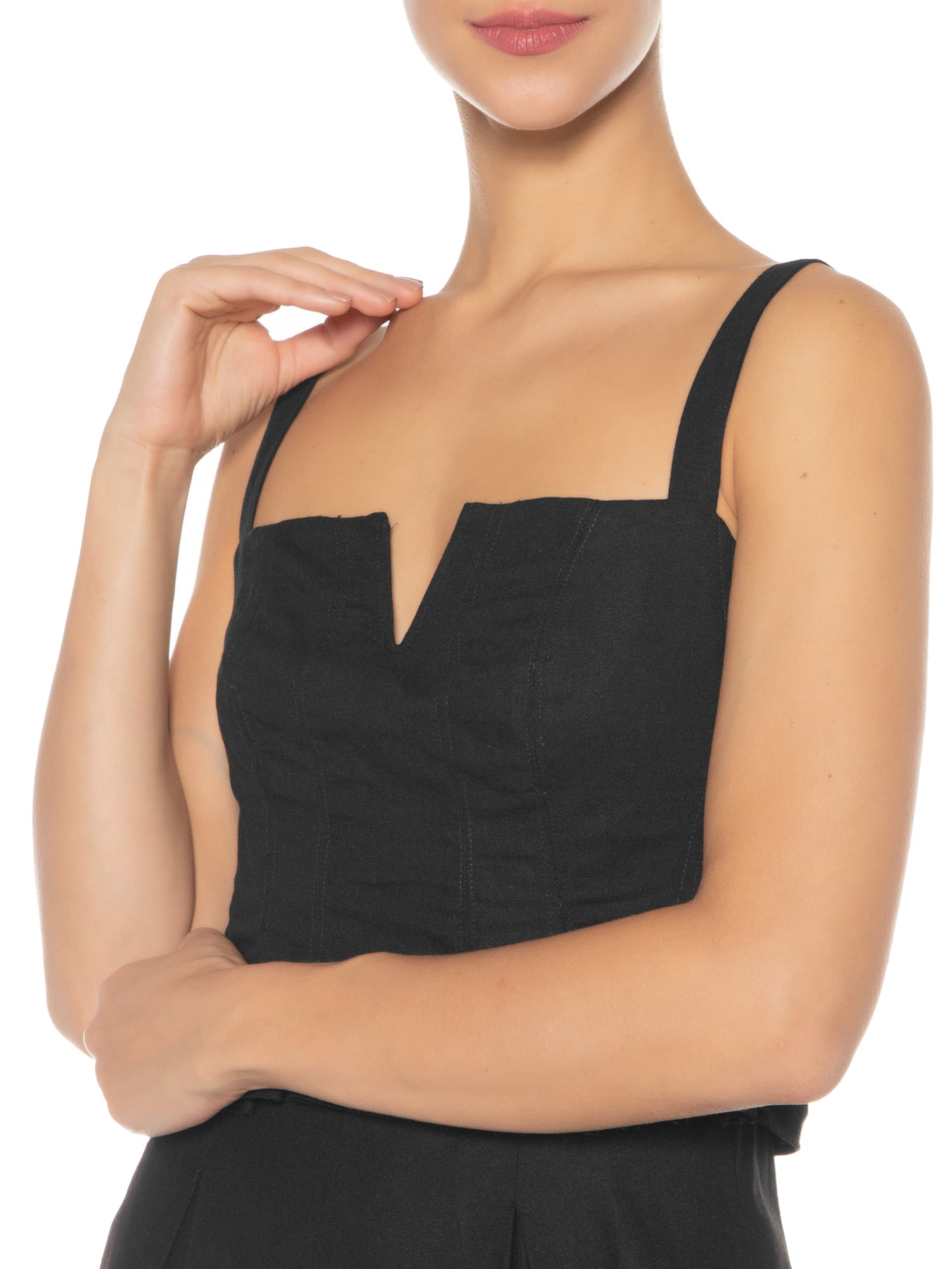 Macacão Feminino Corselet Midi Preto Farm