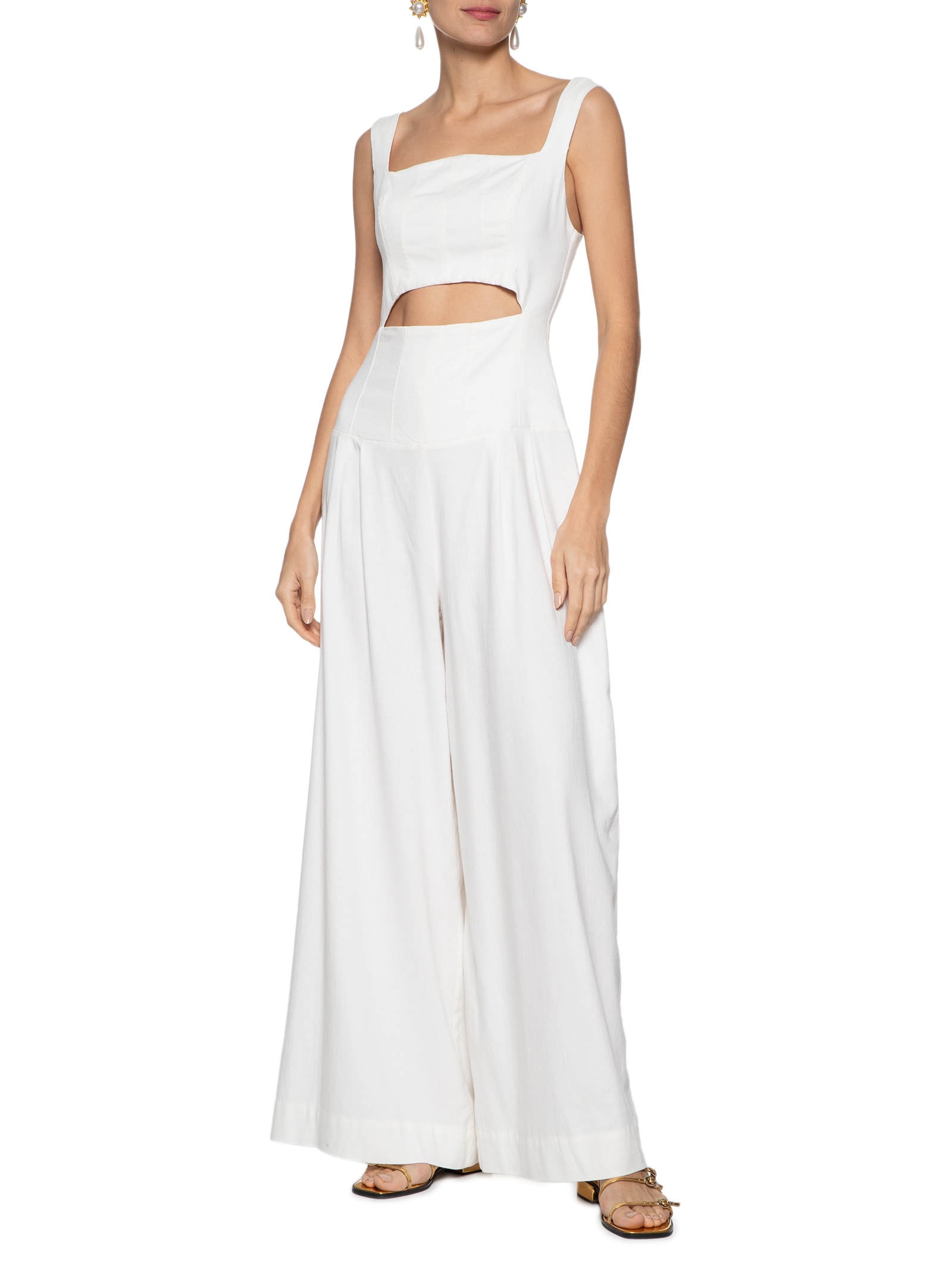 Farm - Macacão Feminino Corselet Pantalona - Branco Farm - Macacão Feminino Corselet Pantalona - Branco