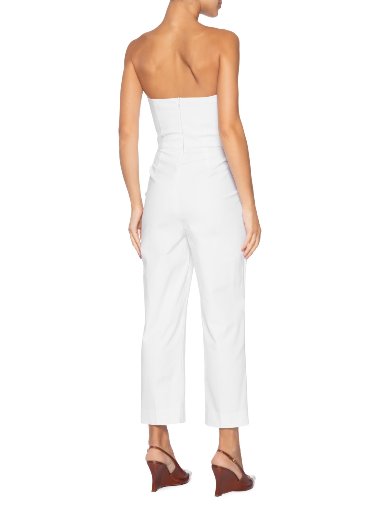 Macacão Feminino Corselet Prega e Vinco Branco Andrea Marques