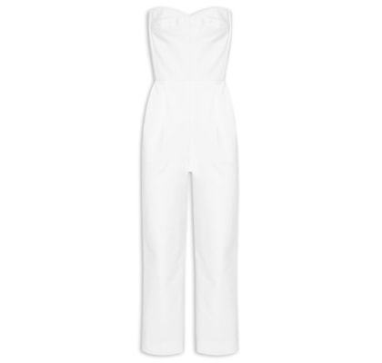 Macacão Feminino Corselet Prega e Vinco - Branco